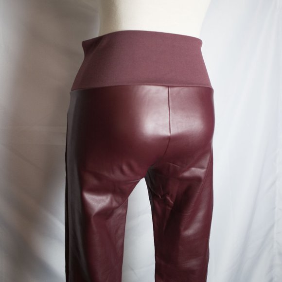 Spanx Assets Red Wine Faux Leather Leggings Small - Picture 6 of 14